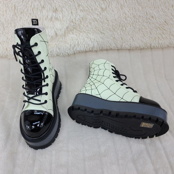 RESTOCKED! Demonia Glow In The Dark Ankle Boots 2" Platform - Picture 13 of 15